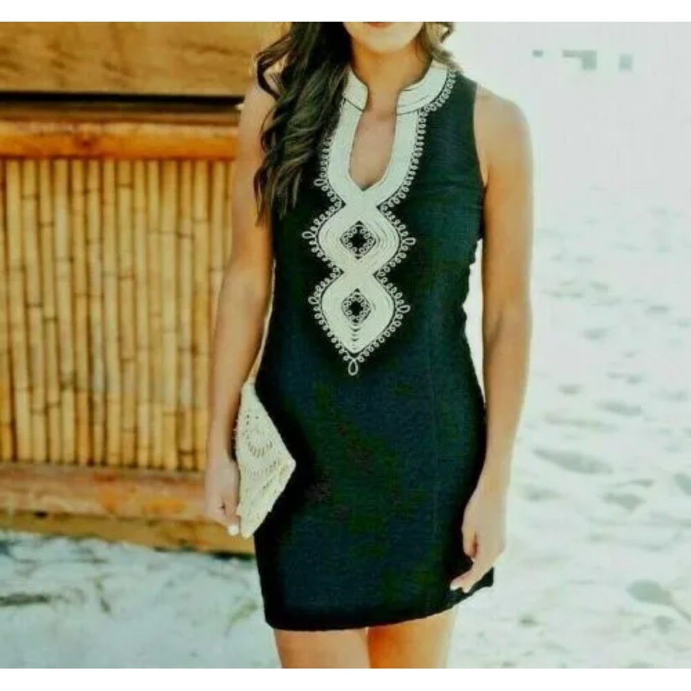 Lilly Pulitzer Alexa Onyx Vintage Inspired With Gold Soutache